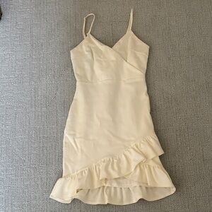 LULUS Elegant Cream Ruffle Dress